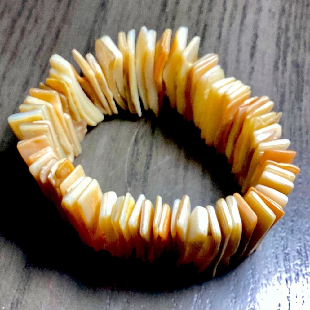 Vintage Abalone Shell Stretch Bracelet 2”
